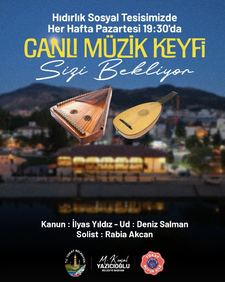 Tokat Belediyesi, vatandaşlara keyifli bir akşam yaşatmak için Hıdırlık Sosyal