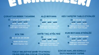 Tokat Belediyesi, yarıyıl tatiline giren çocuklar ve aileleri için dolu