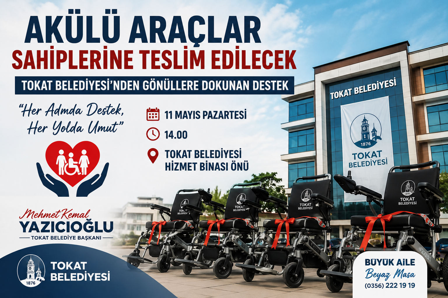 Tokat Belediyesi, sosyal belediyecilik çalışmaları kapsamında özel gereksinimli vatandaşların hayatını